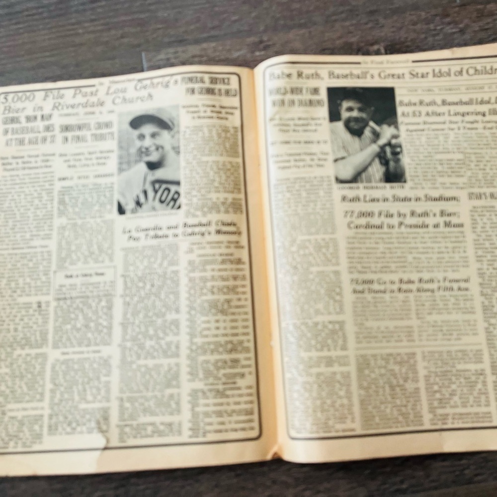 Vintage Baseball History In Headlines Of Major League Newsprint 11/14 Inches - Picture 10 of 11